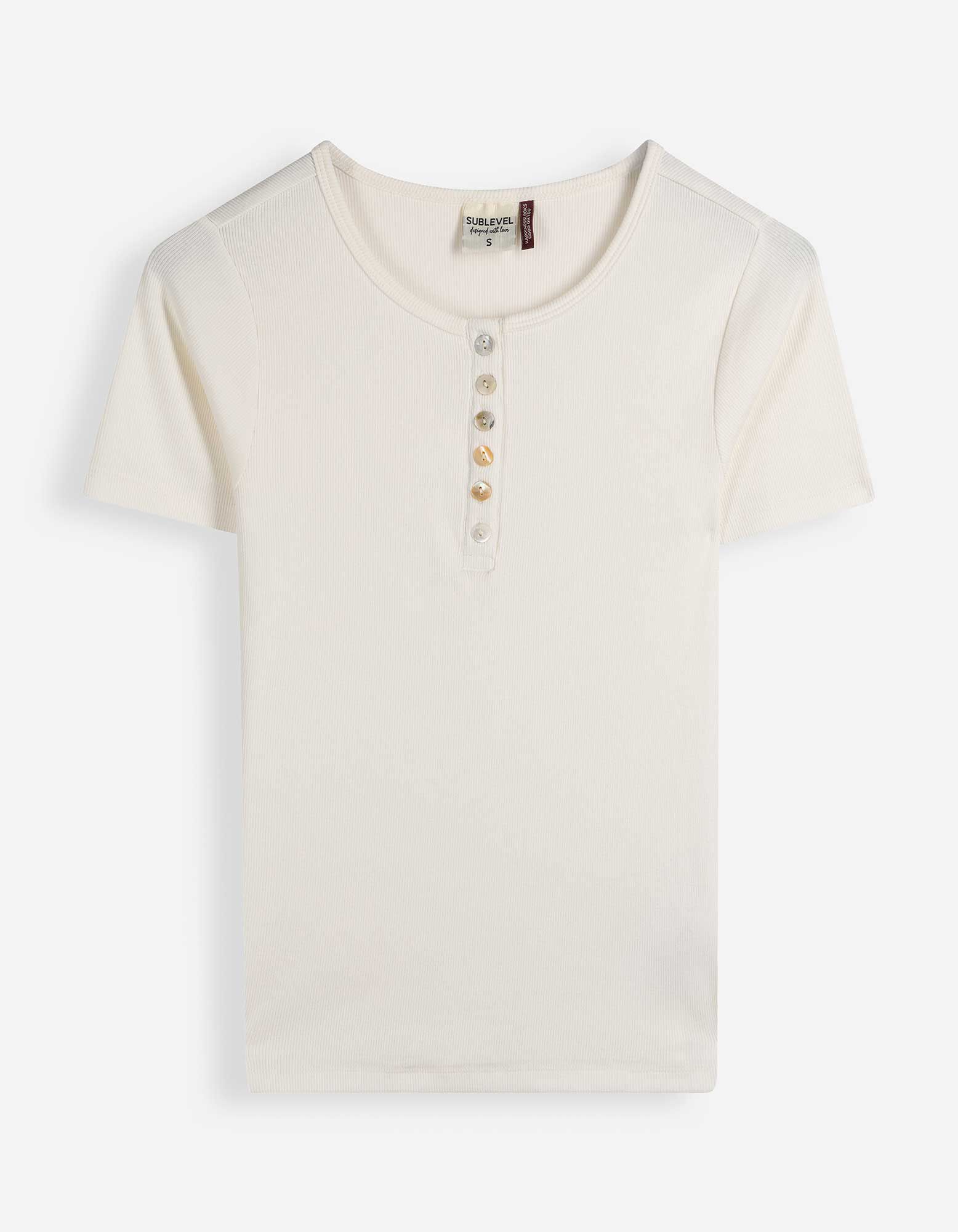 T-Shirt - Knopfleiste - Off-White