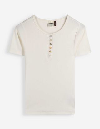 T-Shirt - Knopfleiste - Off-White