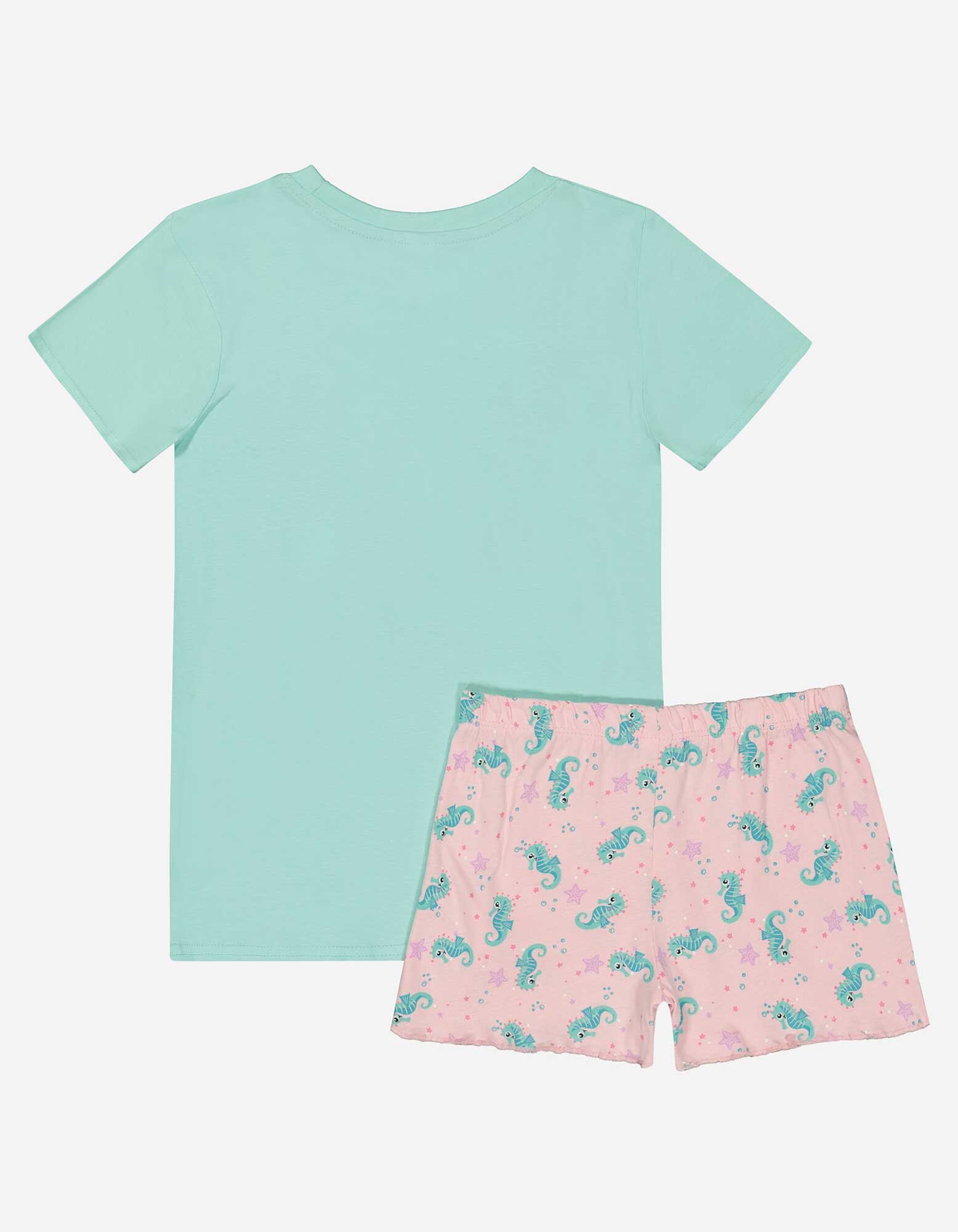 Pyjama set van shirt en shorts - Print - turkoois