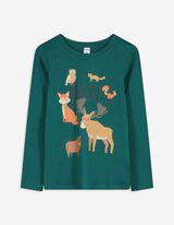 Langarmshirt - Print - dunkelgrün