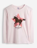 Langarmshirt - Frontprint - Rosa