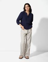 Bluse - einfarbig - dunkelblau