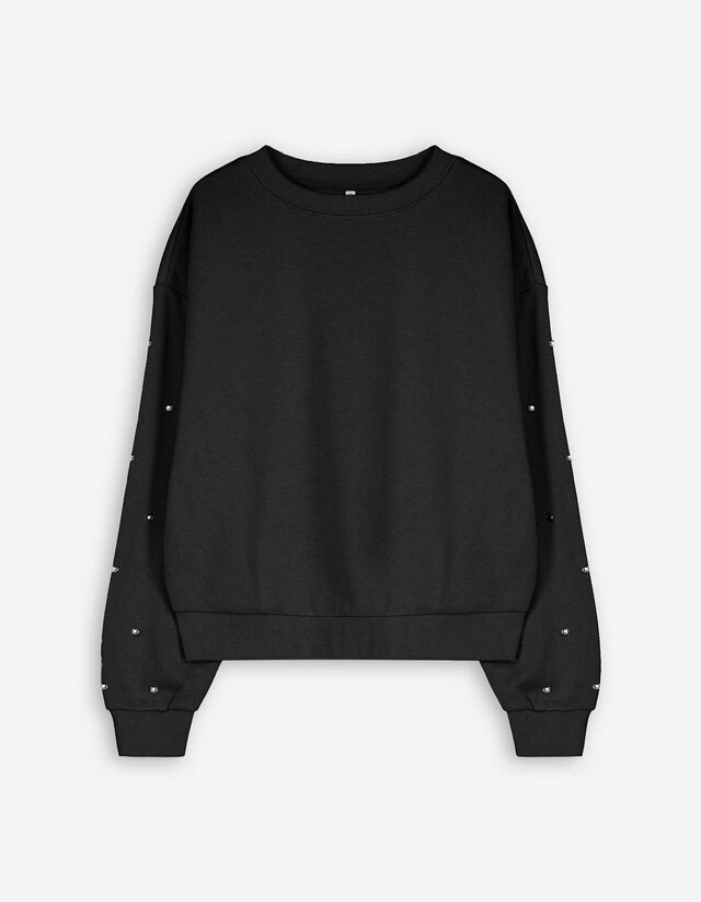 Sweatshirt - Siersteentjes - zwart