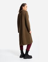 długi kardigan - naszyte kieszenie - ciemny zielony