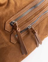 Tasche - Wildlederimitat - hellbraun