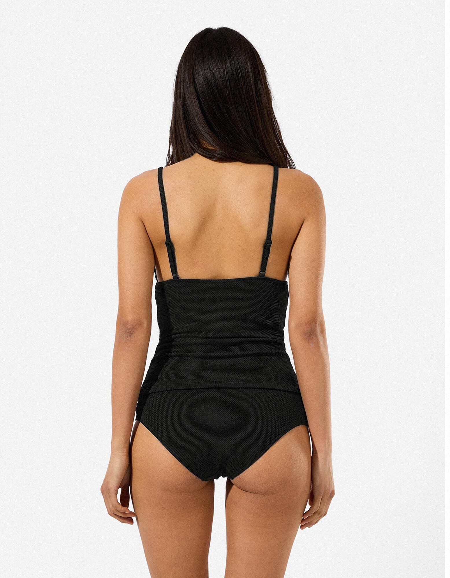 Tankini - Gestructureerd materiaal - Zwart