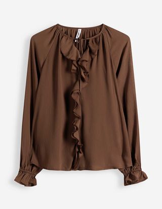 Bluse - Volants - braun