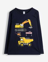 Langarmshirt - Frontprint - Dunkelblau