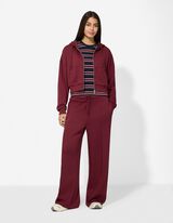 Sweatjacke - Cropped - dunkelrot