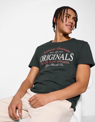 T-shirt - Print - donkergroen