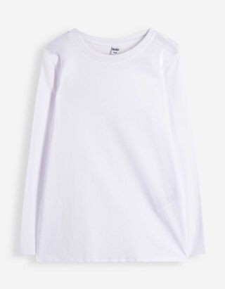 Langarmshirt - Baumwolle - Wei&szlig;