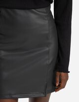 Minisukňa - Kožený vzhľad - tmavoseda