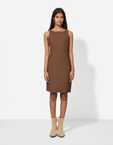 Rochie - Top fără m&acirc;neci - Maro deschis