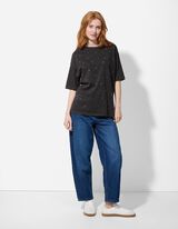T-shirt - Met studs - donkergrijs