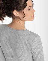 Tričko s dlh&yacute;mi ruk&aacute;vmi - Rebrovan&aacute; &scaron;trukt&uacute;ra - seda