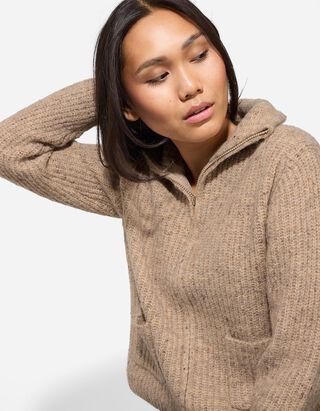 Cardigan - Fermoar - Bej