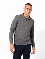 Langarmshirt - Polokragen - Dunkelgrau