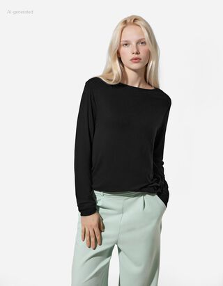 Langarmshirt - einfarbig - schwarz