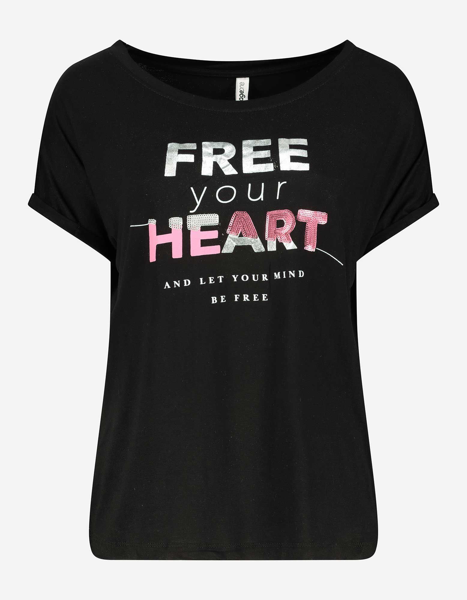 T-shirt - Viscose m&eacute;lang&eacute;e - Noir