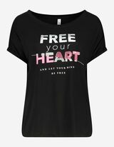 T-shirt - Viscose m&eacute;lang&eacute;e - Noir