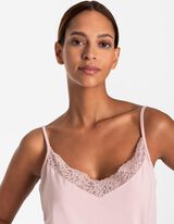 Ujjatlan felső - Csipker&aacute;t&eacute;ttel - rozsaszin