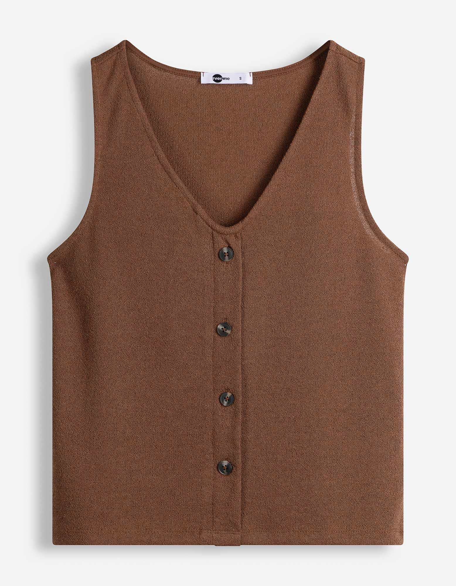 Stricktop - Knopfleiste - Braun