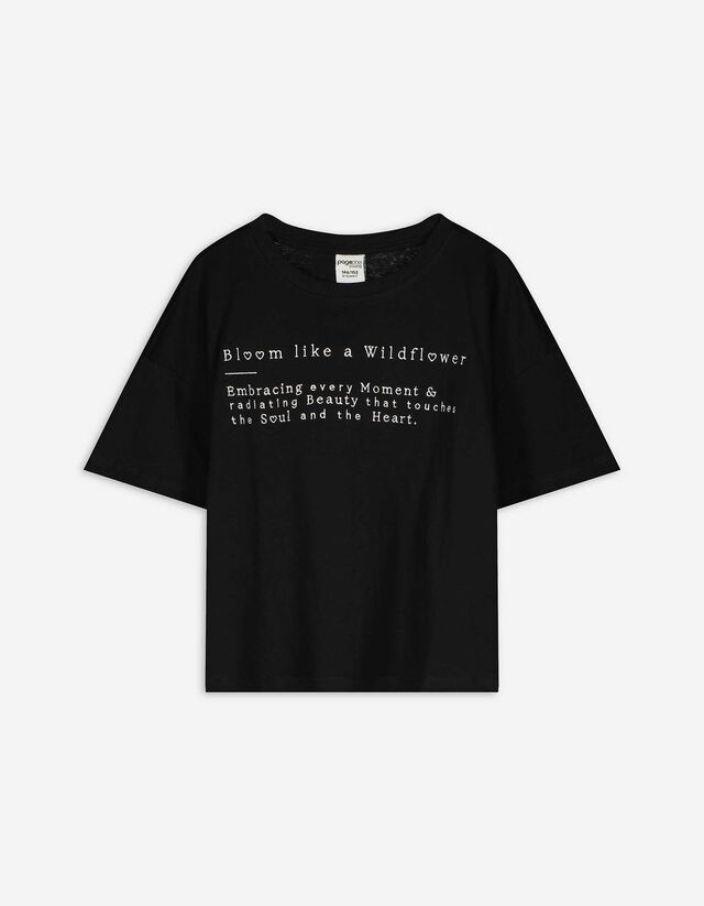 T-shirt - Borduursels - zwart