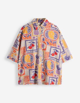 Bluse - Allover-Muster - beige