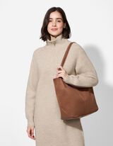 Tasche - Lederoptik - dunkelbraun