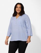 Bluse - Allover-Muster - hellblau