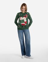 Pleteni pulover - Božić - zeleno