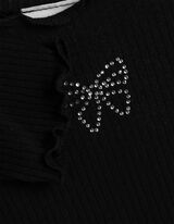 Langarmshirt - Ziersteine - dunkelblau