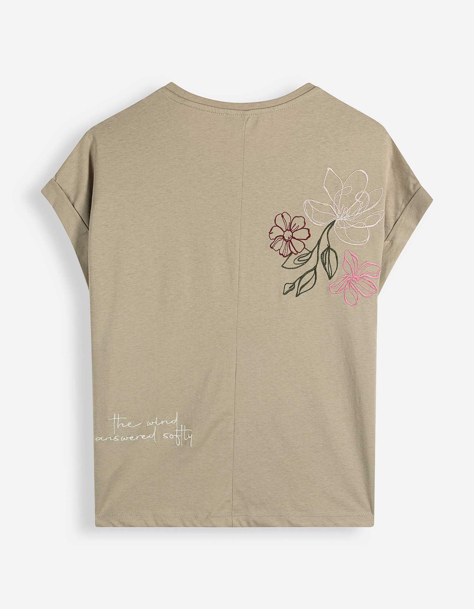 T-Shirt - Stickerei - Khaki