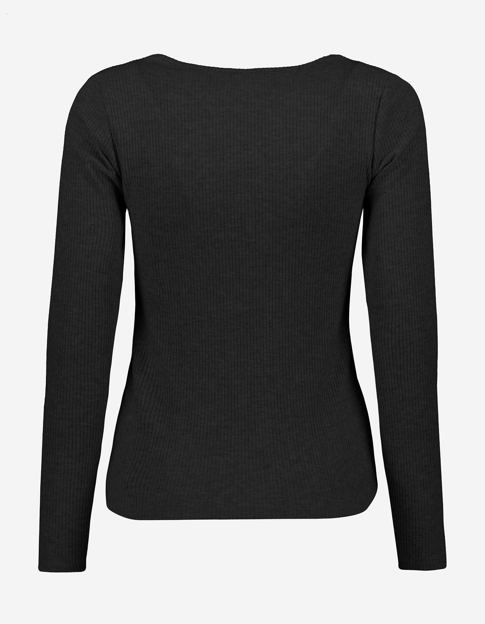 T-shirt &agrave; manches longues - Teneur en viscose - Noir