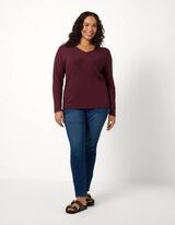 Pullover - V-Ausschnitt - Lila