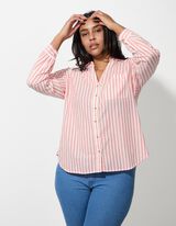 Košeľová blúzka - Bavlna - svetlocervena