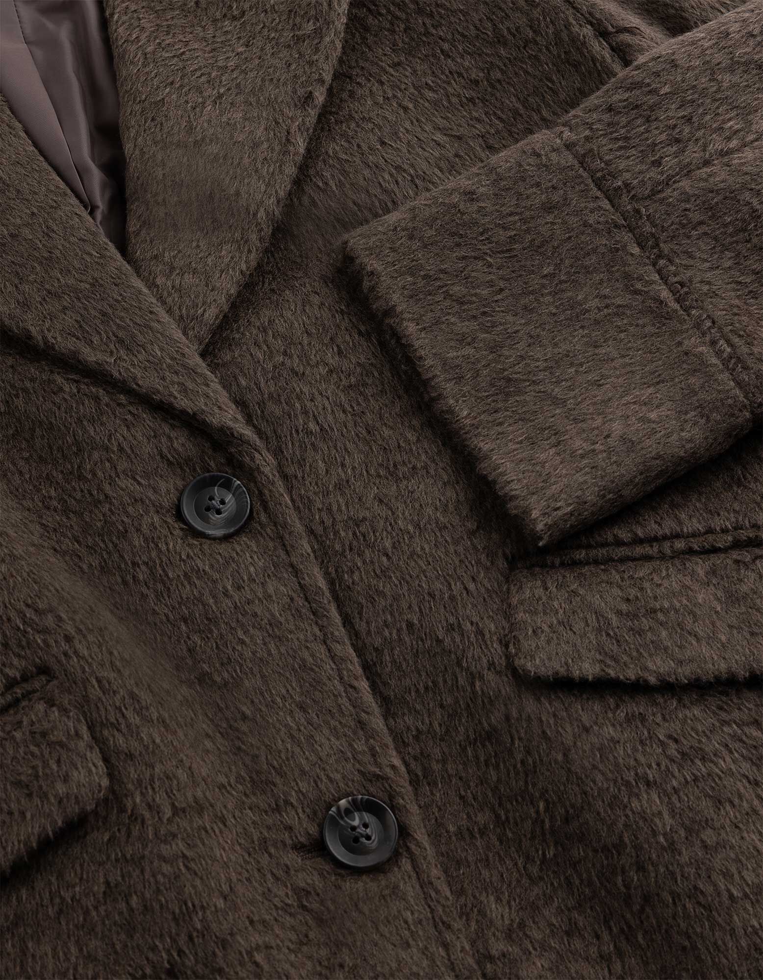 Mantel - Wol look - bruin