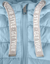 Gilet lungo - Cappuccio con coulisse - celeste