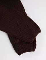 Pulover iz volne - Podalj&scaron;ana hrbtna stran - temno rjava