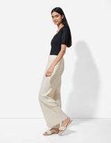 Majica kratek rokav - Mešanica materialov - crna