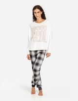 Pyžamové nohavice - Sťahovanie na šnúrku na spodnom okraji - biely