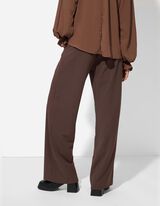 Nohavice teplákového strihu - Wide Fit - tmavohneda