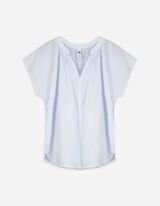 Bluse - V-Ausschnitt - hellblau