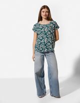 Bluse - Allover-Print - dunkelgr&uuml;n