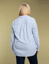 bluzka koszulowa - dekolt serafino - niebieski