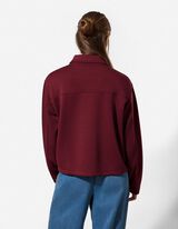 Sweatjacke - Knopfleiste - dunkelrot
