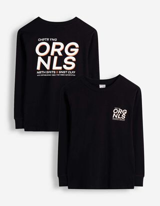 Langarmshirt - Oversized Fit - Schwarz