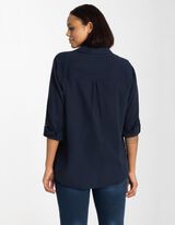 Camicia blusata - Maniche con risvolti fissi - blu scuro