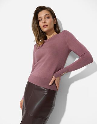 Pullover en tricot - Unicolore - ros&eacute; tendre 