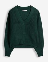 Gebreid vest - Knoopsluiting - Donkergroen